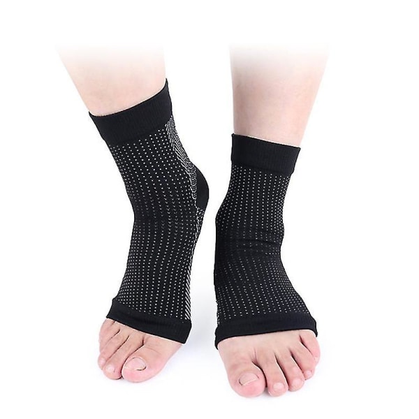 1 par kopparinfunderade kompressionsstrumpor Ankelstöd smärtlindrande strumpor Black L-xl