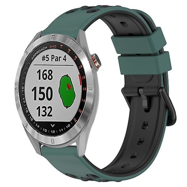För Garmin Approach S40 20mm Tvåfärgad porös watch Olive Green-Black