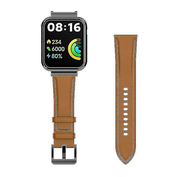 For Xiaomi Redmi Watch 2 Lite Replacement Genuine Leather Strap Adjustable Watch Light brown Style D