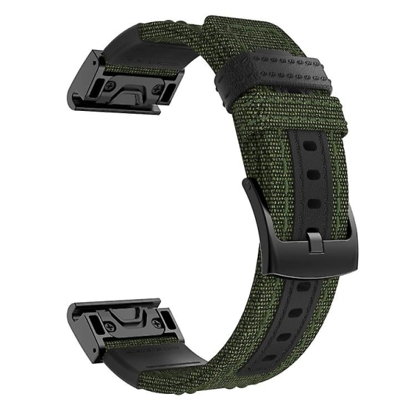 Watch av canvas och läder för Garmin Fenix5x Plus Fenix3, handledsrem Storlek: 150+110 mm Army Green