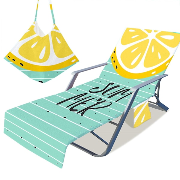 Sommerstrandhåndkle Fashion Print Soling Sling Stoltrekk med Lomme Lazy Lounger Stol Strandhåndkle 4