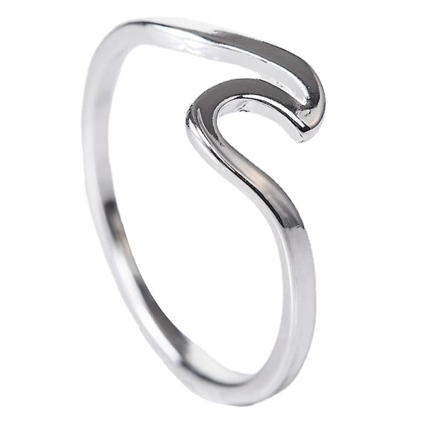 Unikt design Wave Ring Ocean Sea Wave Ring 925 Sølv Legering Ring Girlss Gift Silver 5