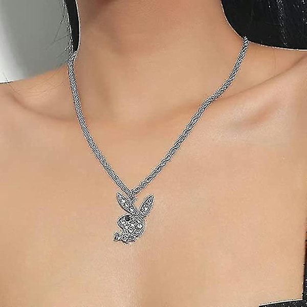 Stor kanin halskæde kanin vedhæng choker halskæde statement lang kæde halskæde til kvinder og mænd