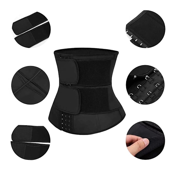 Taljetræner Bælte Kvinder Sauna Dragt Sved Wrap Træner Slank Cincher Body Shaper Black M
