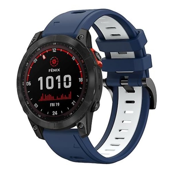 Garmin Fenix ​​7 Solar 22 mm:n kaksivärinen urheilusilikoninen watch Midnight Blue - White