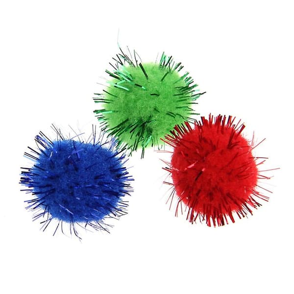 100 stk Farverige Mini Sparkly Glitter Tinsel Bolde Små Pom Bolde Til Kattelegetøj