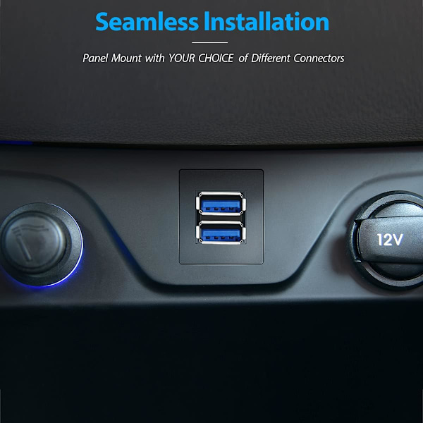 Dubbel USB3.0 Kvadratisk Flush Mount - 1M 3Ft USB 3.0 Förlängning