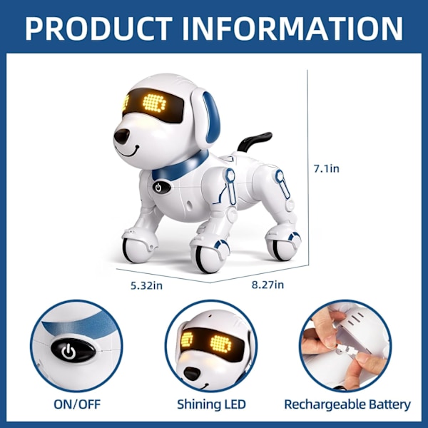 Fjernstyrt robot-hundeleke - Programmerbar smart interaktiv robotleke for gutter og jenter