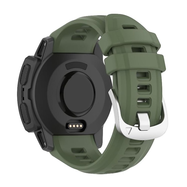 Til Garmin Instinct 2s Silikone rustfrit stål spændeurrem Dark Green