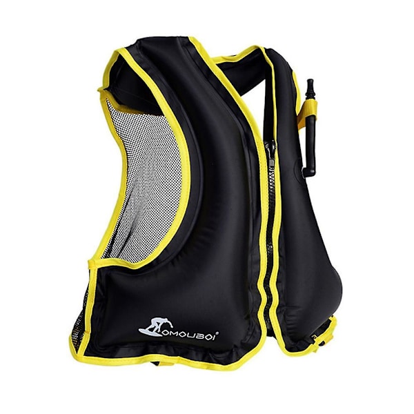 Oppblåsbar redningsvest for voksne, svømmevest, flytevest for snorkling Black