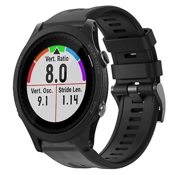 Til Garmin Forerunner 935 metalspænde ensfarvet silikoneurrem Black