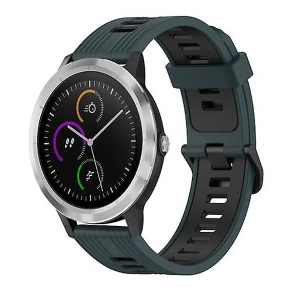 För Garmin Vivoactive3 20 mm vertikalt mönster tvåfärgat watch Olive Green - Black