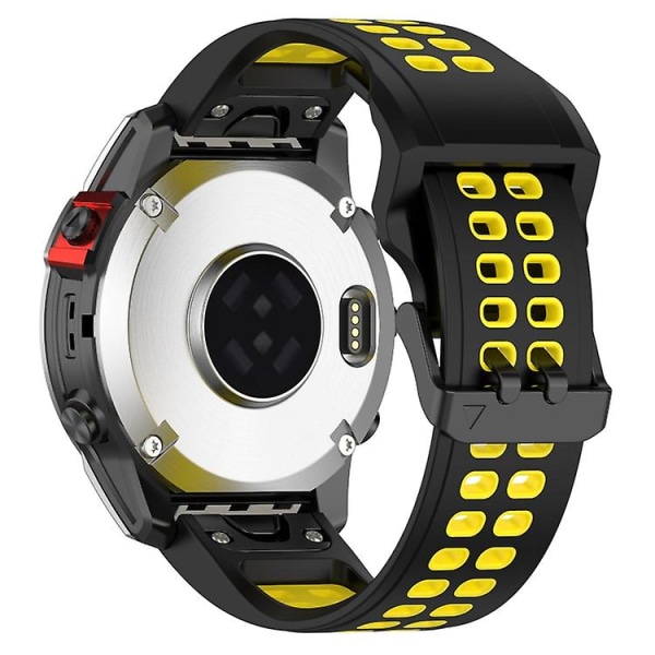 For Garmin Descent G1 / Coros Vertix 22 mm hurtigutløser dobbel rad silikonklokkerem Black Yellow