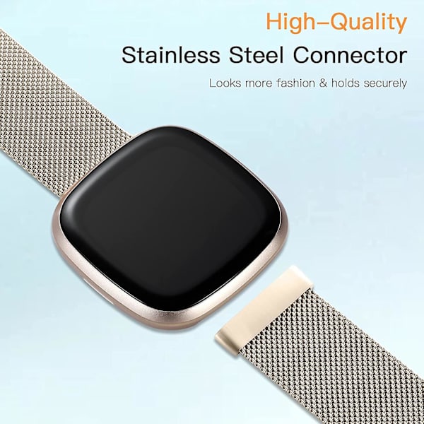 Magnetiska band kompatibla med Fitbit Versa 3 och Sense Smartwatch- Multi Color Champagne Small