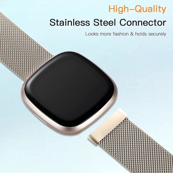 Magnetiske bånd, der er kompatible med Fitbit Versa 3 og Sense Smartwatch - Multi Color Champagne Small