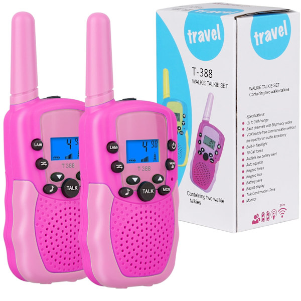 Walkie-talkies för barn Lång räckvidd Walkie-talkie 2-pack 2-vägsradio 22 kanaler Rosa