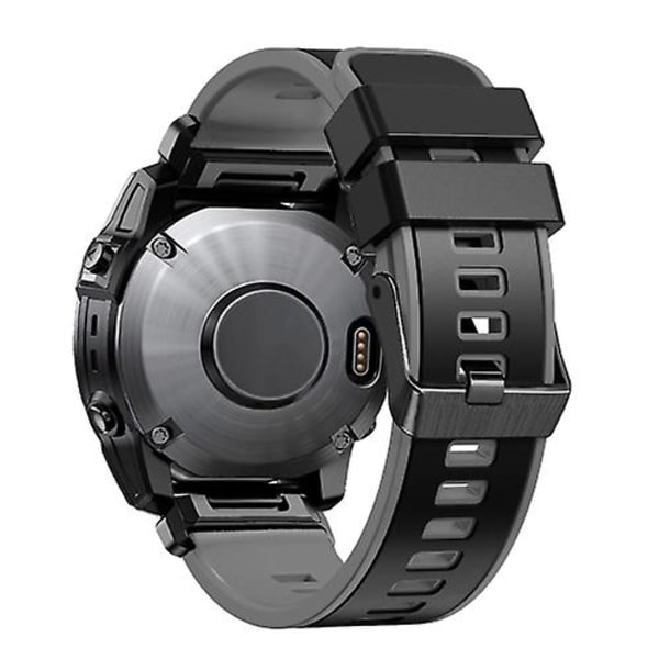 Til Garmin Fenix ​​7x 26 mm Plain Weave To-farve Quick Release Silikone Watch Band Black Grey