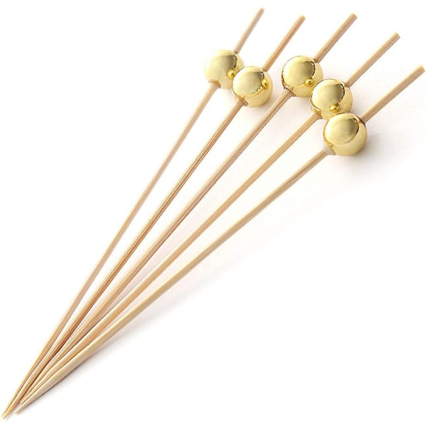 Cocktail-tikut 100 kpl 12cm käsintehdyt tikut puiset hammastikut Gold