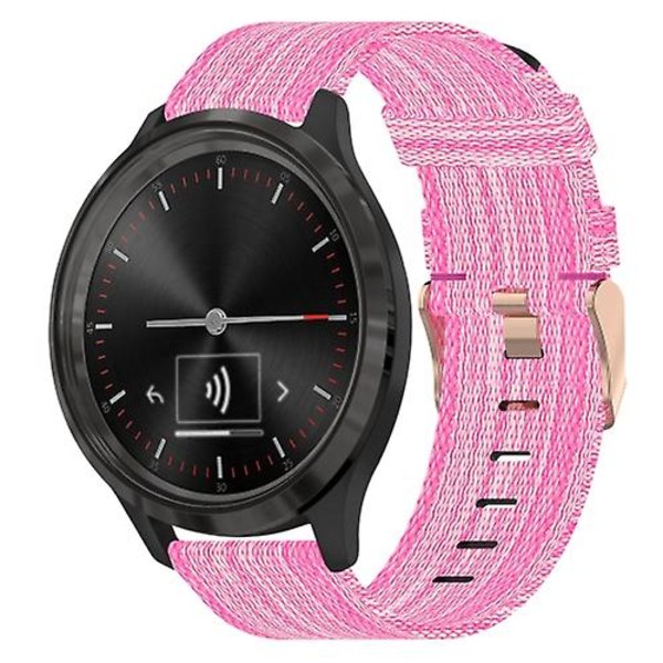 Til Garmin Vivomove 3 20mm nylonvævet urrem Pink