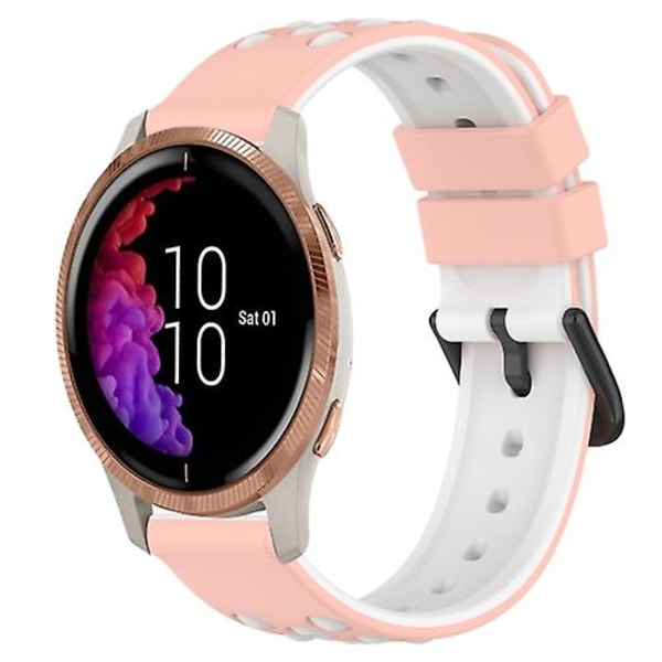 Til Garmin Venu 20 mm tofarvet porøst silikone urbånd Pink-White