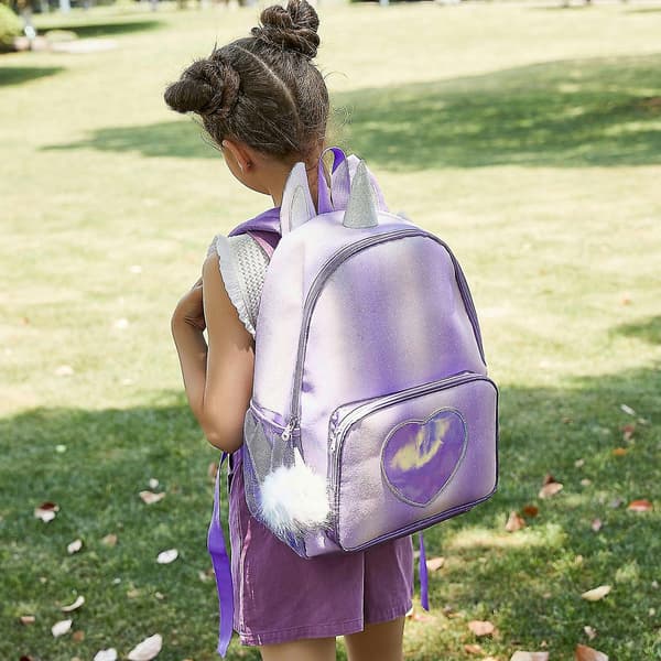 Barnryggsäck för flickor Regnbåge skolväska Shznv Purple
