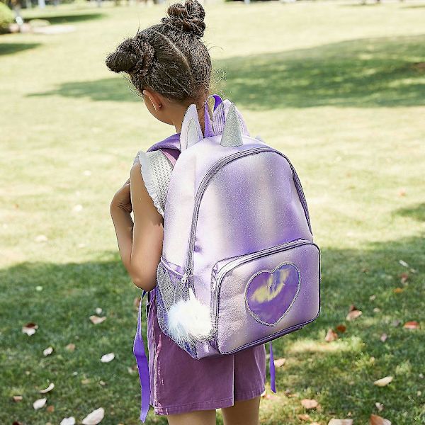 Børne Rygsæk Til Piger Regnbue Skole Taske Shznv Purple