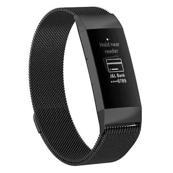 Magnetklokkebånd i rustfritt stål for Fitbit Charge 4small Størrelse: 190x18mm Black
