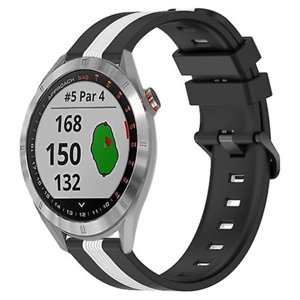 Til Garmin Approach S40 20 mm lodret tofarvet silikoneurrem Black-White
