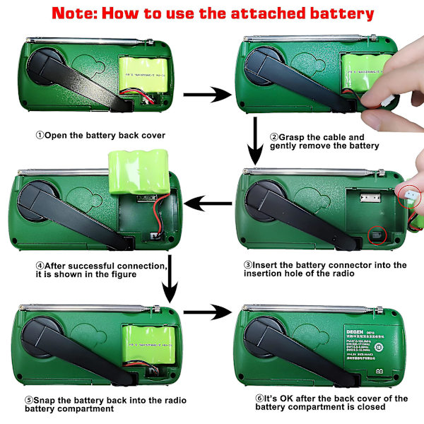 De13 Crank Radio Bärbar Solar Radio Fm Am Sw Inbyggt uppladdningsbart batteri Led Dynamo