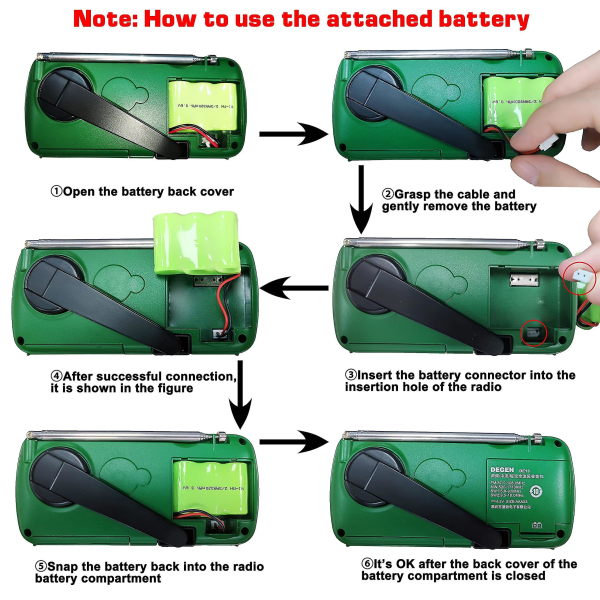 De13 Crank Radio Bærbar Solar Radio Fm Am Sw Innebygd oppladbart batteri Led Dynamo