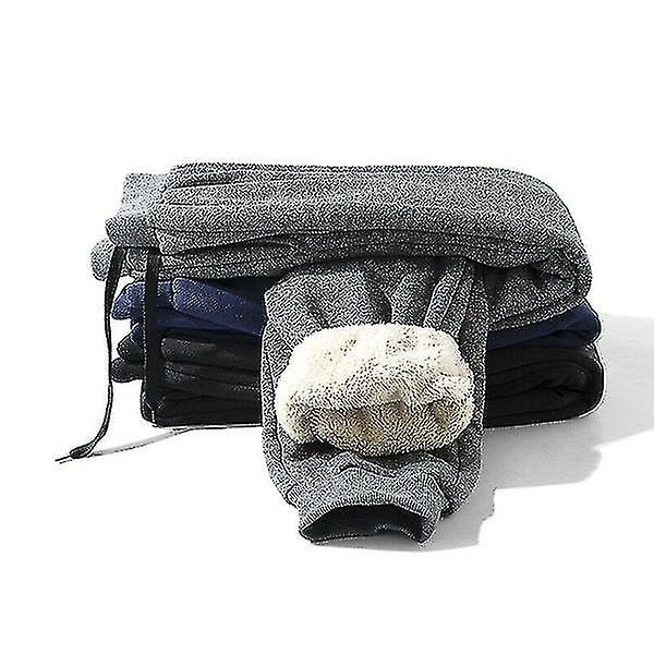 Thermal i tjock fleece för män Utomhus Vinter Varma Casual Byxor Joggare black L