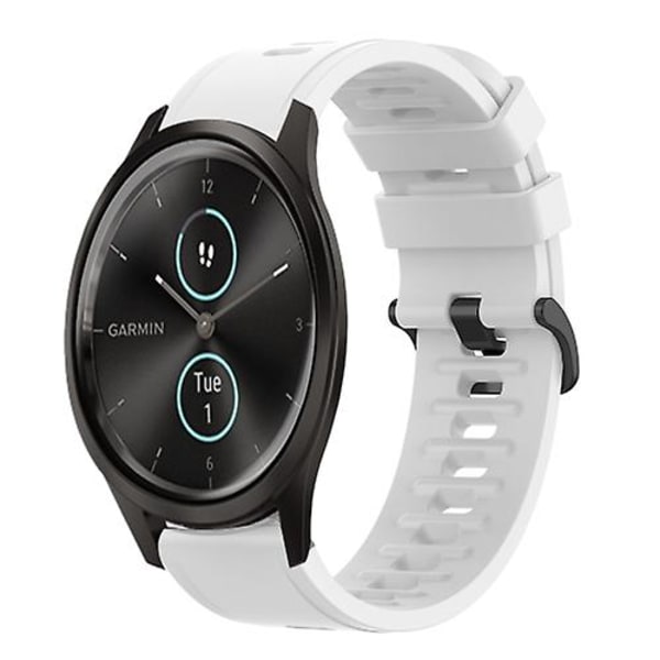 För Garmin Garminmove Style 20 mm enfärgad mjukt watch White