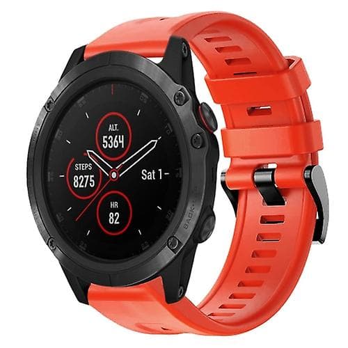 For Garmin Fenix ​​5x Plus metallspenne ensfarget silikonklokkerem Red