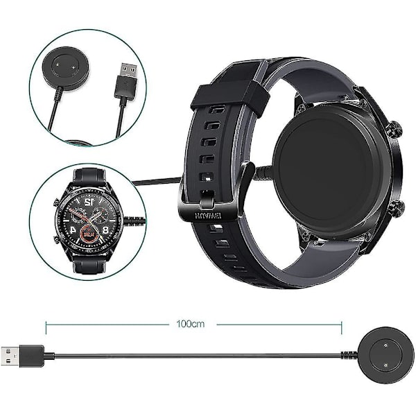 Trådløs magnetisk lader kompatibel med erstatnings ladekabel Holder kompatibel med Huawei Gt 2 Gt Active Smartwatch Black