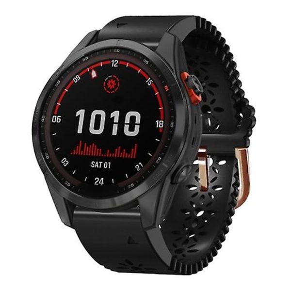 Til Garmin Fenix ​​7s Solar 20 mm silikone urbånd til dame med blonder Black