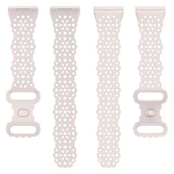Til Fitbit Versa 4/3/Sense 1/2 Lace Hollowed Silicone Watch Band Official Moon White