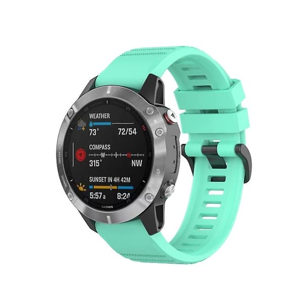 Til Garmin Fenix ​​7x 26 mm ensfarvet silikone Quick Release Urrem Lake Blue