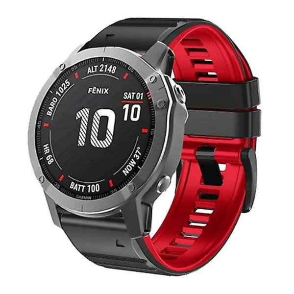 För Garmin Fenix ​​7/7x/6/6x/5/5x 22mm tvåfärgs watch Black Red