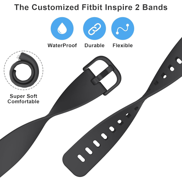 Pehmeä silikoninen urheilun korvausranneke Fitbit Inspire 2:lle (naisille/miehille)