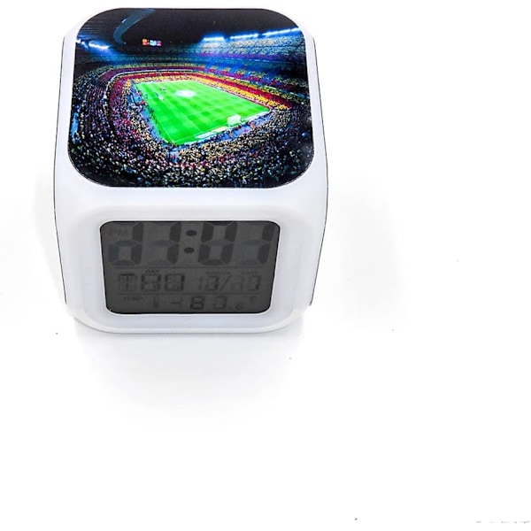 Bocaihua Ny Barcelona Camp NOU Fotbollsplan Väckarklocka Bordsklocka Digital Väckarklocka med LED-lampor Plastbordsklocka för Barn