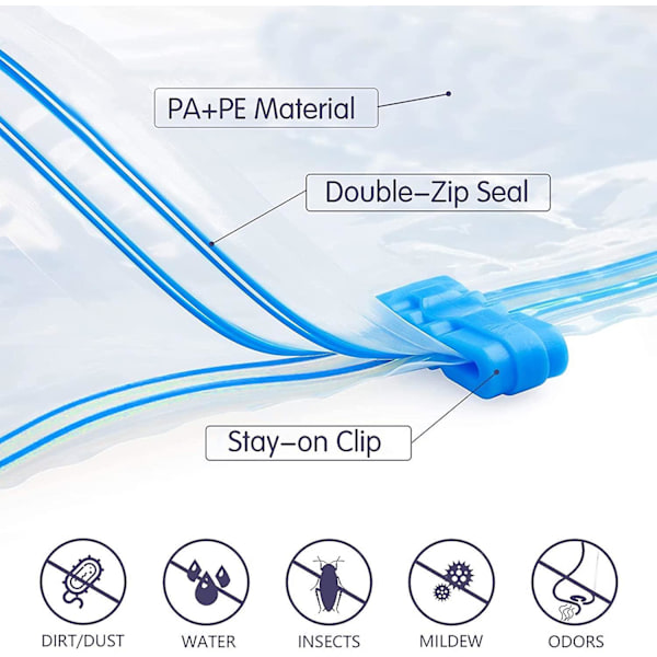 Travel Space Saver Tasker, 4 Pack Roll Up Genanvendelig Travel Space Saver Vacuum