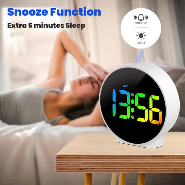 Väckarklocka Stor Färgstark LED-Display med Snooze 12/24H