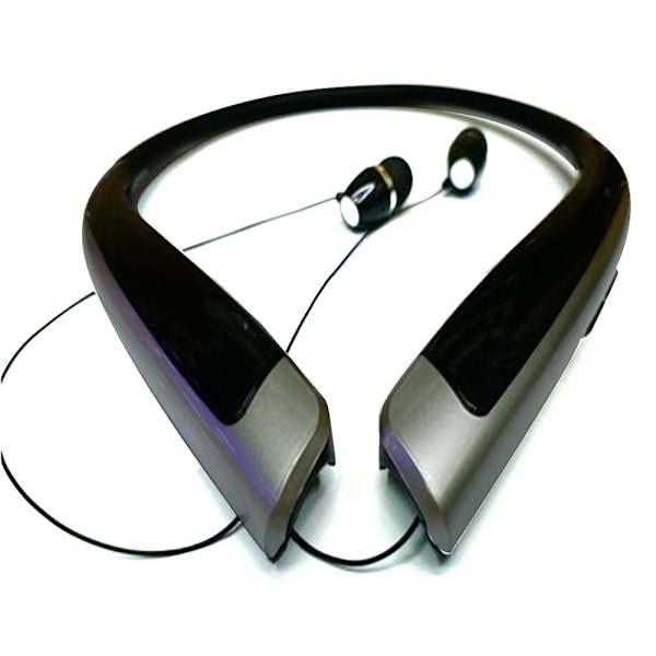 Bluetooth-hovedtelefoner, trådløst sportsheadset med nakkebånd med udtrækkelige øretelefoner, svedtætte støjreducerende stereohøretelefoner med mikrofon black
