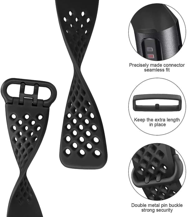 4 Pack Sports Bands Kompatible med Fitbit Charge 4 Bands og Fitbit Charge 3 Bands Silikone Erstatnings Wristba Large