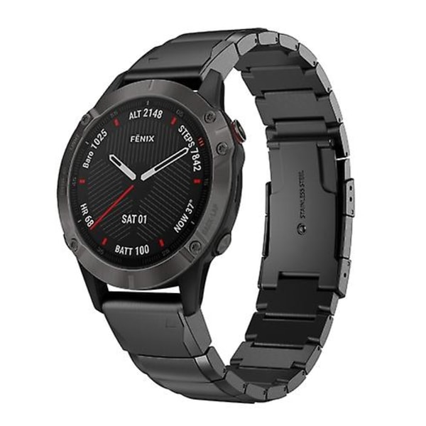 För Garmin Fenix ​​6x Sapphire 26mm Tortoise Shell i rostfritt stål watch Black