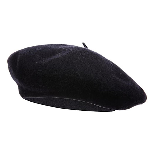 Ull beret lue, ensfarge fransk stil vinter varm lue for kvinner retro høst og vinter ull maler lue dame beret All-match Black
