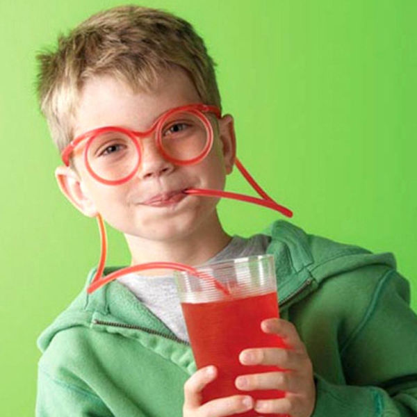 Barn halmglass Morsomme drikkesuger Gjenbrukbare Party Game Crazy Drink Gift