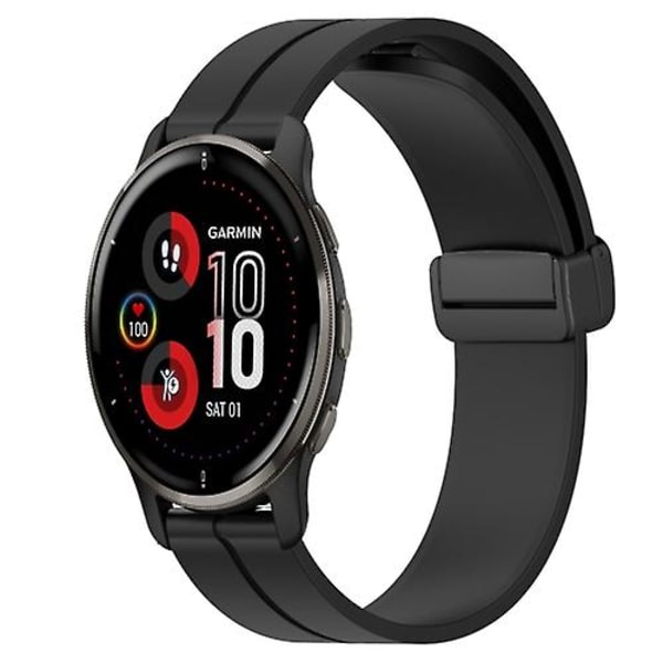 För Garmin Venu 2 Plus 20 mm Solid Color Magnetic Clasp Watch Black