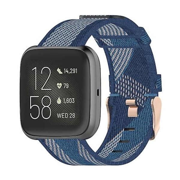 23 mm Stripe Weave Nylon Watch Fitbit Versa 2, Fitbit Versa, Fitbit Versa Lite, Fitbit Blaze Blue