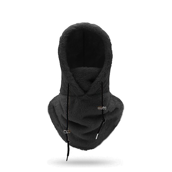 Sherpa Hood Ski Mask Vinter Balaclava Kaldt vær Vindtett Justerbar Varm hette deksel Lue Cap Skjerf Black